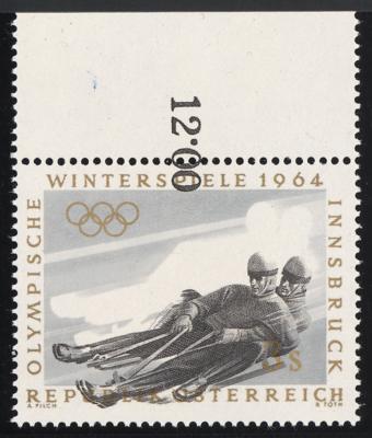 ** - Österr. Nr. 1171 (Olympische Winterspiele 1964 Rodler) mit FARBE SCHWARZ STARK VERSCHOBEN, - Stamps