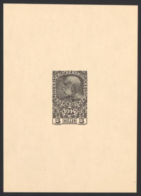 (*) - Österr. Nr. 178/79 (5 und 10 Heller) - Einzelproben in Schwarz auf Kartonähnl. Papier, - Známky
