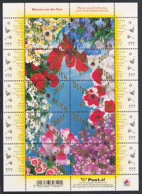 ** - Österr. Nr. (19) a/(19) j i Kleinbogen (NICHT VERAUSGABTER KLEINBOGEN "Blumen von der Post" aus 2007), - Briefmarken