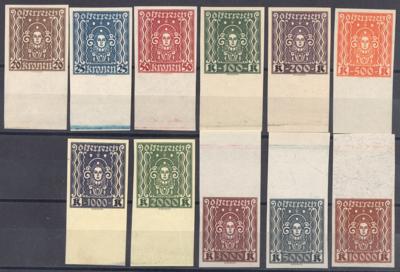 ** - Österr. Nr. 398U/408U (Allegorie UNGEZÄHNT) als postfrische Randstücke, - Stamps
