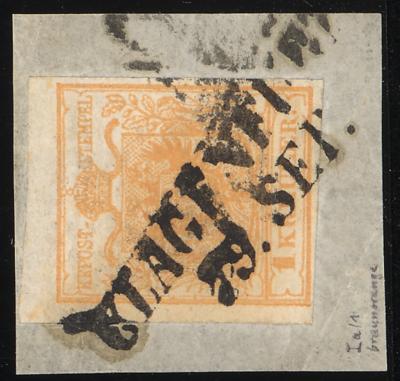 Briefstück - Österr. Nr. 1H Type Ia DUNKELBRAUNORANGE, - Stamps