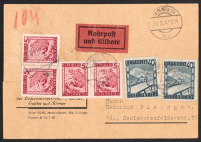 gestempelt - Österr. 1946/47 attraktive Rohrpostbelege in Bedarfserh., - Stamps