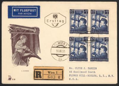 gestempelt - Österr. - Reichh. Partie FDCs u. Ersttagsbriefe meist der 1950er u.a. mit Flug 1950/53 (div.), - Briefmarken