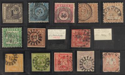 .gestempelt/Briefstück - Partie altd. Staaten mit Baden - Bayern - Preußen -Braunschweig - Sachsen - Württemberg etc., - Briefmarken
