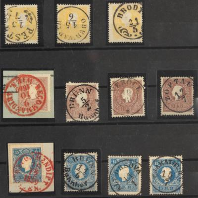 .gestempelt/Briefstück/** - Partie Österr. Ausg. 1858/1883 - div. Farbnuancen, - Briefmarken