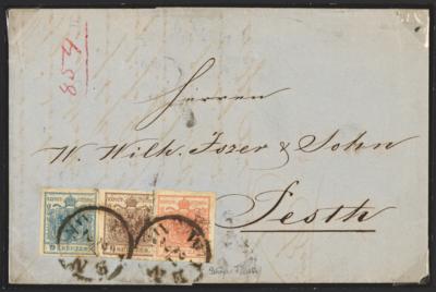 .gestempelt/Briefstück/Poststück - Österr. Ausg. 1850 - Spezialpartie der Nr. 4 mit Randstücken, - Francobolli