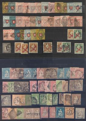 .gestempelt/**/*/(*)/Briefstück - Reichh. Partie Schweiz ab 1850 u.a. mit viel Strubel, - Stamps