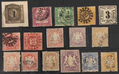 .gestempelt/Briefstück - Sammlung Bayern u.a. mit Nr. 26X gestempelt mit Fotoattest Brettl, - Briefmarken