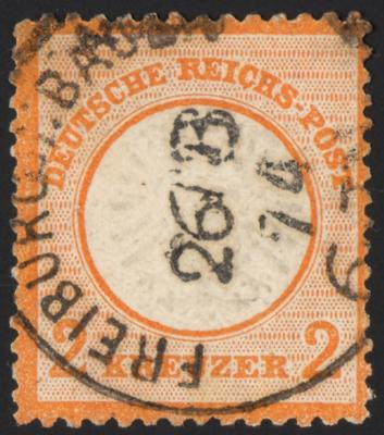 .gestempelt - D.Reich Nr. 24 mit Entwertung "FREIBURG in  BADEN 26/3 74 6-7N", - Známky