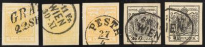 .gestempelt - Österr. Nr. 1 M III gelb - Teilstpl. GRAZ 22. SE (P), - Briefmarken
