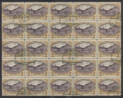 .gestempelt - Österr. Nr. 155 z (5 K 1908) im 25er Block, - Briefmarken