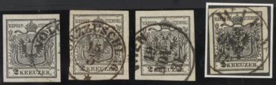 .gestempelt - Österr. Nr. 2 H Ia (schwarz) und 2 H Ia (grauschwarz), - Briefmarken