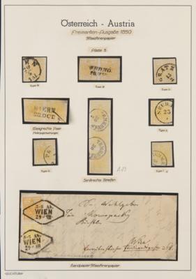 .gestempelt/Poststück - Österr. Ausg. 1850 - Spezialpartie der Nr. 1 H/M mit Farbnuancen, - Stamps