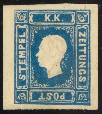 * - Österr. Nr. 16a (blau) - laut Prüfungsattest Matl ist die Marke "ungebraucht mit Originalgummi, - Stamps