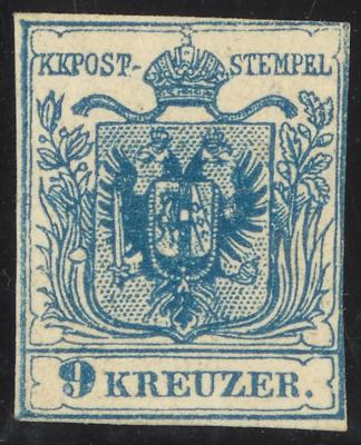 * - Österr. Nr. 5M Type IIIb lebhaftblau mit Plattenfehler "Weiße Blase im Schilf links vom Griff des Reichsschwertes", - Briefmarken