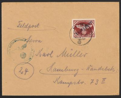 Poststück - D. Feldpost WK II - Nr. 10A auf Feldpostbrief der Nr. 68041G (Kreta) nach Hamburg vom 19.1. 1945, - Francobolli