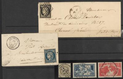 Poststück/gestempelt - Frankreich Nr. 3 x breit- bis überrandiges Prachtstück auf Brf., - Briefmarken