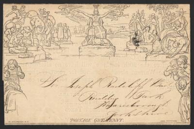 Poststück - Großbrit. - Mulready zu 1 Penny in Schwarz gelaufen von Inverness nach Yorkshire aus 1841, - Stamps