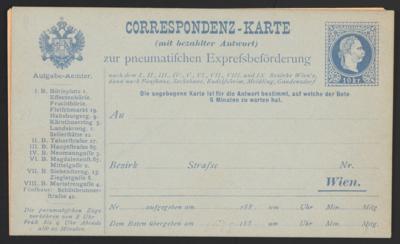Poststück - Kl. Spezial - Sammlung Österr. "Amtliche RohrpostKarten 1881/1922 - Schneiderbauer Nr. 6, - Briefmarken