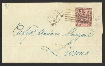 Poststück - Modena Nr. 2 I (10 C schwarz auf rosa) Pkt. hinter der Ziffer, - Briefmarken