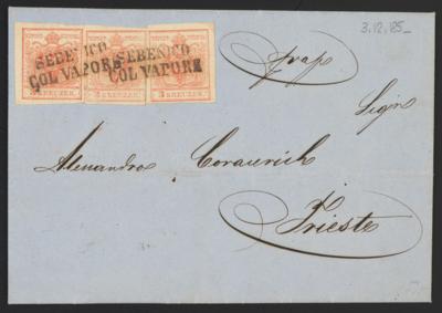 Poststück - Österr. Ausg. 1850 "SEBENICO/COL VAPORE", - Francobolli
