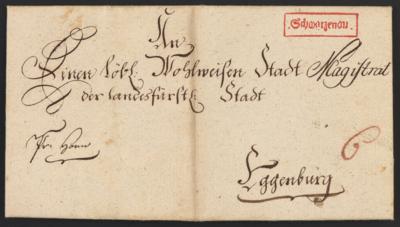Poststück - Vorphila NÖ - ". Schwarzenau." - Kastenstempel in Rot auf Faltbrief nach Eggenburg aus 1785, - Francobolli
