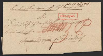Poststück - Vorphila NÖ - ". Schwarzenau." - Kastenstempel in Rot auf Faltbrief nach Grafendorf aus 1802, - Stamps