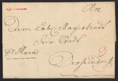 Poststück - Vorphila NÖ - "v. Schwarzenau" in ROT (Kühn Nr. 115B) auf Faltbrief nach Drosendorf aus 1788, - Stamps