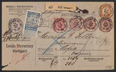 Poststück - Württemberg 1896 - kpl. Post-Packetadresse-Karte - Briefmarken