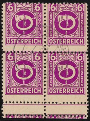 .gestempelt - Österr. Nr. 701 Zs (60 Gr. Posthorn) im verzähnten Vierer-Block und Zwischensteg von der Drickbogenmitte, - Briefmarken