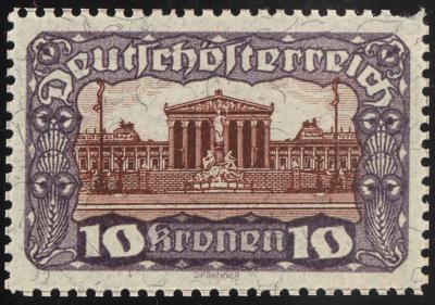 (*) - Österr. 1919 - 10 Kronen Parlament Farbprobe in Blauviolett/Braun, - Stamps