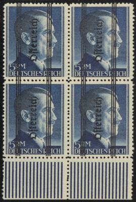 ** - Österr. 1945 - Grazer Markwerte FETT im Viererblock vom Bogenunterrand, - Briefmarken