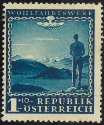 ** - Österr. 1945 - Nr. 737PI (Heimkehrermarke als PROBEDRUCK IN BLAU), - Stamps