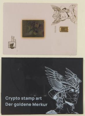 ** - Österr. II. Rep. - Crypto- Marken - Goldener Merkur mit 1 Gramm - Goldplättchen (392/500), - Briefmarken