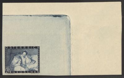 ** - Österr. Nr. 597 U (24 Gr. Muttertag) mit überbreiten Rändern aus der rechten oberen Bogenecke, - Briefmarken