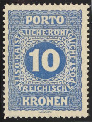 ** - Österr. Porto Nr. 57 B (10 K in LZ. 12 1/2) und P. Nr. 47/57 A zum Vergleich postfr. einwandfrei, - Stamps