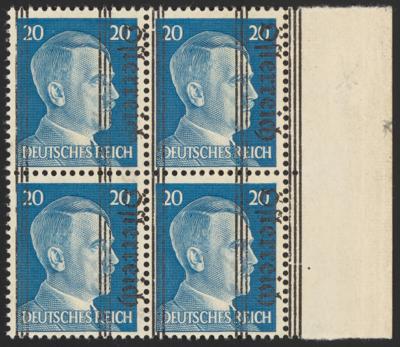 ** - Österreich 1945 UNIKAT der Grazer Aushilfsausgabe: 20 Pfg. kopfstehender Aufdruck mit Plattenfehler "halbes ch", - Briefmarken