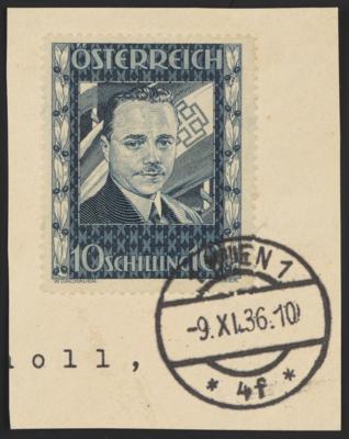 Briefstück - Österr. - 10S DOLLFUSS mit zeitgerechtem Stempelabschlag "1 WIEN 1 *4f* 9. XI.36.10" aufBriefstück, - Briefmarken