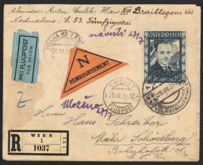 Poststück - 10 S Dollfuß Reko - Flugpost - Nachnahmebrief (über 53 Schilling) nach Mähr. Schönberg, - Francobolli