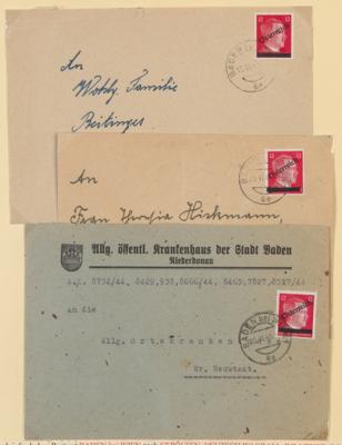 Poststück - BADEN bei Wien über 30 Belege versch. Art aus 1945, - Známky