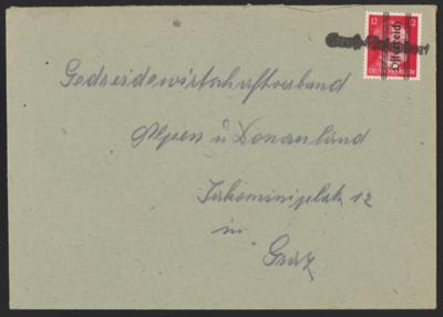 Poststück - Österr. 1945 - Stempelprovisorium "Groß - Petersdorf" (Südburgenland) auf Kuvert mit 12 Pfg. Grazer nach Graz, - Stamps