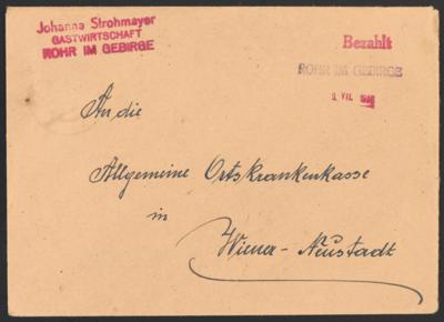 Poststück - Österr. 1945 - Stempelprovisorium "ROHR IM GEBIRGE", - Francobolli
