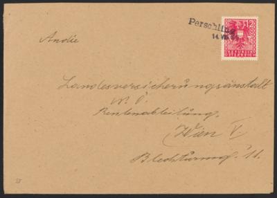 Poststück - Österr. 1945 - Stempelprovisorium von PERSCHLING vom 14. VIII. 1945 auf Kuvert mit 12 Pfg. Wappen, - Briefmarken