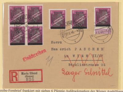 Poststück - Österreich 1945 III-Wiener Aushilfsausgabe 6 Pfg. Siebenfachfrankatur als 42 Pfg. Einschreibegebühr, - Známky