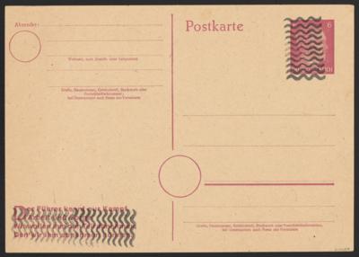 Poststück - Wien 1945 - Probeüberdruck analog Wien I in Wellenform auf 6 Pfg. Postkarte, - Stamps