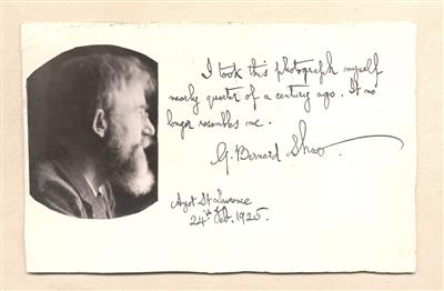 Shaw, George Bernard, - Autografi