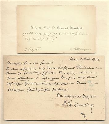 Hanslik, Eduard, - Autographs