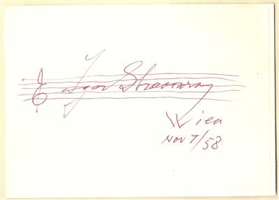 Stravinsky, Igor, - Autogramy