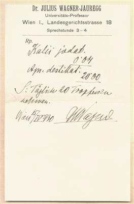 Wagner-Jauregg, Julius v., - Autografi