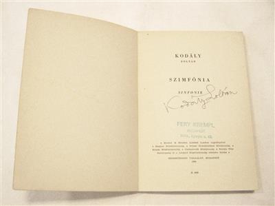 Kodály, Zoltan, - Autografi